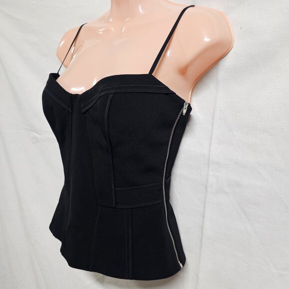 Alexander Wang Spaghetti Strap Bustier Top Women Size 4 Black Side Zip - Picture 5 of 12
